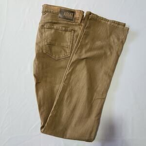 Mens Ariat M7 Slim Fit Dark Khaki Jeans 33x38 Workwear Straight Leg